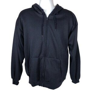 Open Trails Hooded Sweatshirt Jacket Men Size M Navy Blue Front Pockets Lined